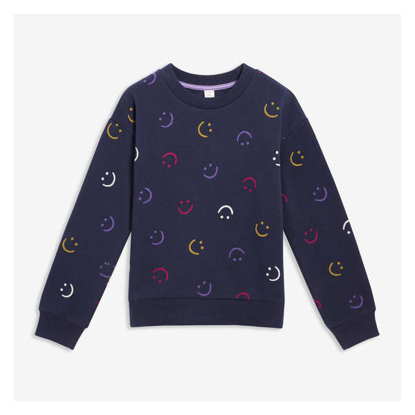 Kid Girls' Printed Sweatshirt - Dark Navy